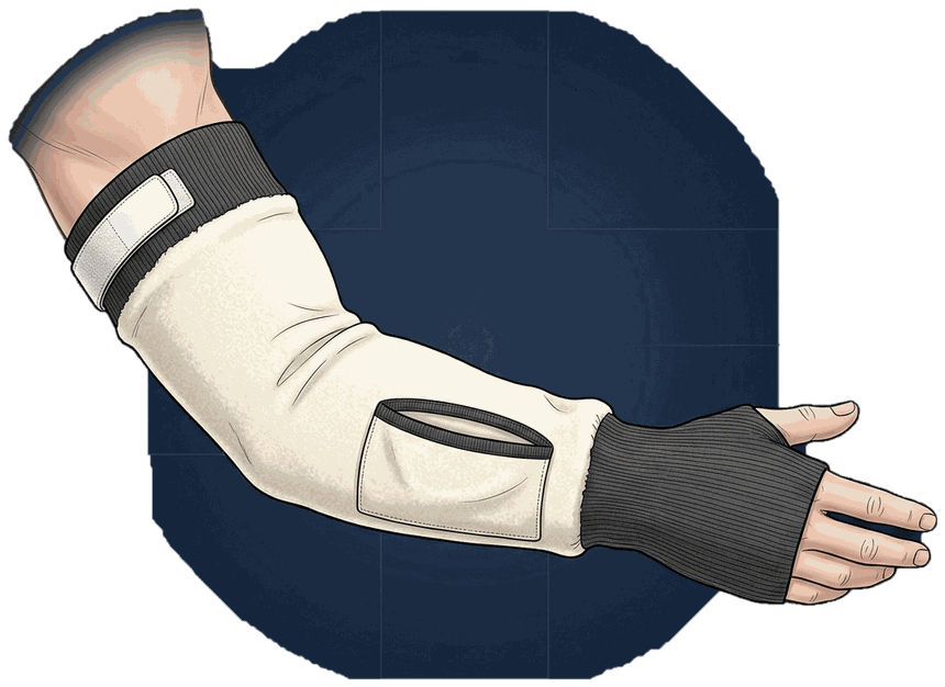 WARMUP Vein Enhancer Sleeve on Arm with Integrated Mitton